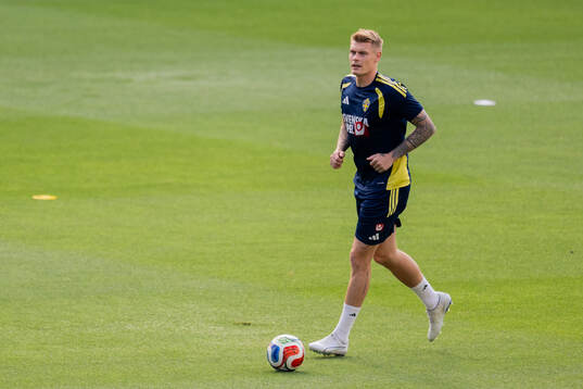 Eric Smith of the Swedish national football team at a