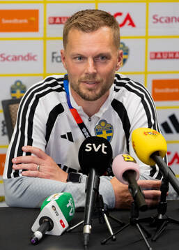 Assistant coach Sebastian Larsson of the Swedish men's