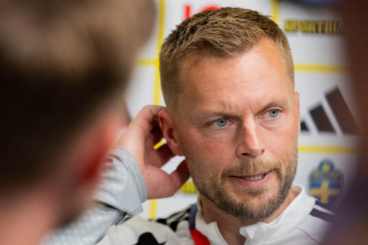 Assistant coach Sebastian Larsson of the Swedish men's