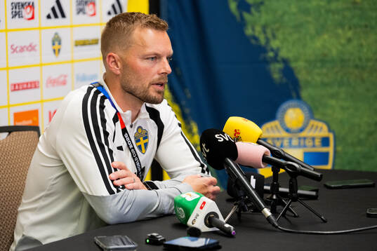 Assistant coach Sebastian Larsson of the Swedish men's
