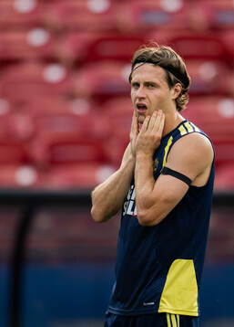 Mattias Svanberg of the Swedish national football team at a