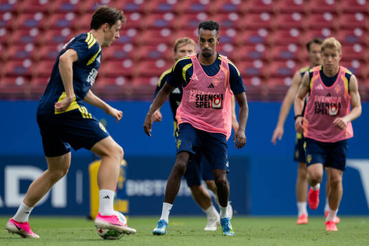 Elliot Stroud and Taha Ali of the Swedish national football