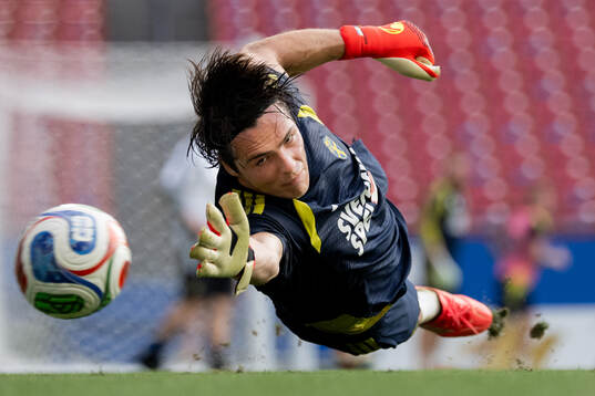 Goalkeeper Jacob Widell Zetterström of the Swedish