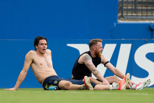 Goalkeeper Jacob Widell Zetterström and goalkeeper Viktor