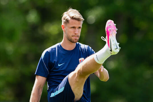 Kristoffer Ajer of the Norwegian national football team at