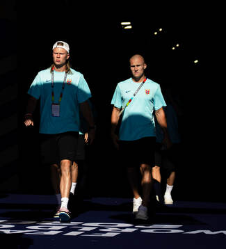 Erling Braut Haaland and Leo Østigård of the Norwegian