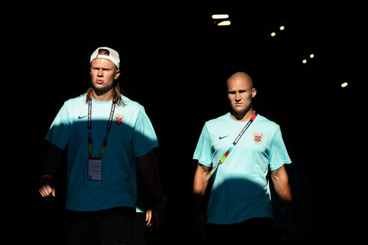 Erling Braut Haaland and Leo Østigård of the Norwegian