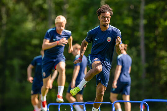 Oscar Bobb of the Norwegian national football team at a