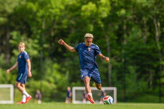 Antonio Nusa of the Norwegian national football team at a