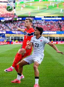 Alexander Sørloth of Norway and Merchas Doski of Iraq