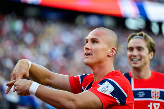 Leo Østigård of Norway celebrates