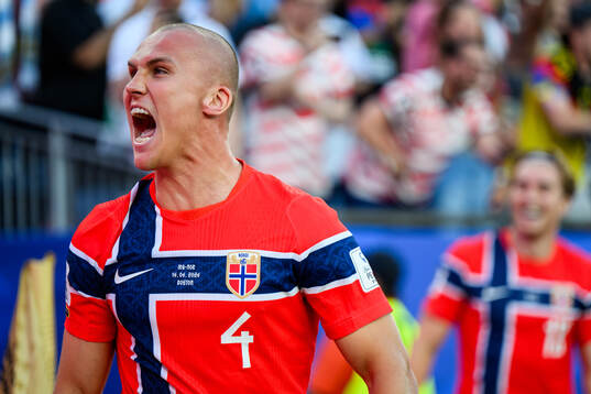 Leo Østigård of Norway celebrates