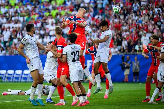 Leo Østigård of Norway scores 1-3