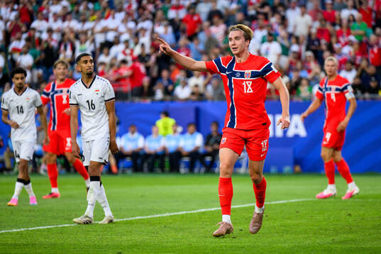 Kristian Thorstvedt of Norway celebrates the 1-4 goal