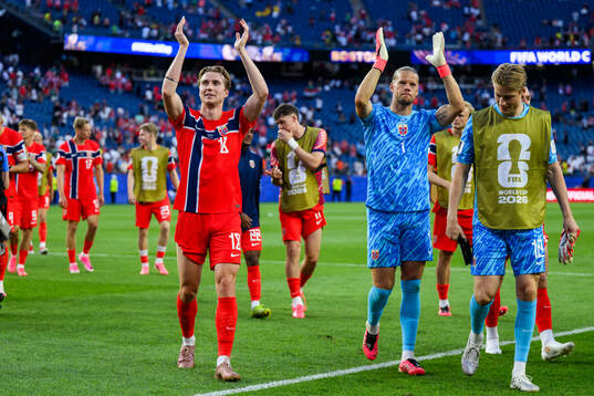 Kristian Thorstvedt and goalkeeper Ørjan Nyland of Norway