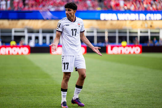 Ali Jasim Elaibi Al-Tameemi of Iraq reacts