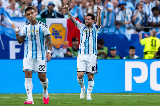 Lionel Messi of Argentina celebrates