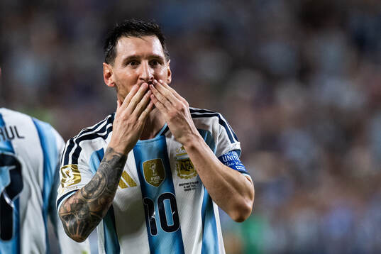 Lionel Messi of Argentina celebrates