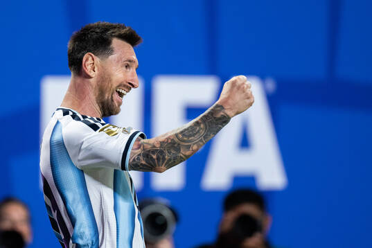 Lionel Messi of Argentina celebrates