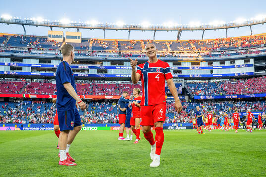 Leo Østigård of Norway celebrates