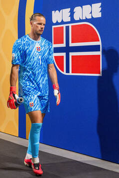 Goalkeeper Ørjan Håskjold Nyland of Norway at half-time