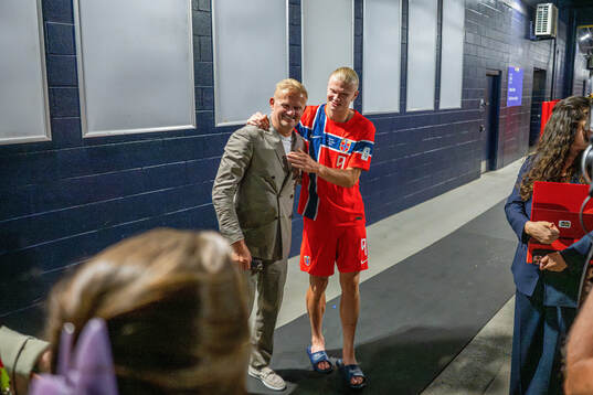 Erling Braut Haaland of Norway together with his dad Alfie