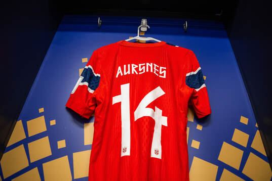 The kit of Fredrik Aursnes of Norway in the dressing room