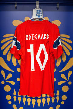 The kit of Martin Ødegaard of Norway in the dressing room