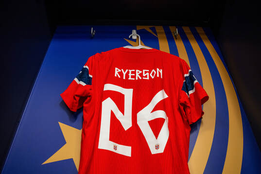 The kit of Julian Ryerson of Norway in the dressing room