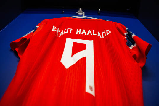 The kit of Erling Braut Haaland of Norway in the dressing