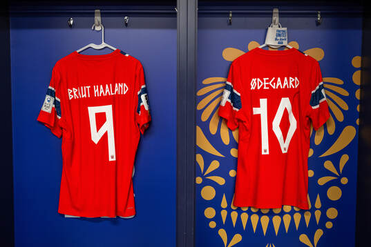 The kits of Erling Braut Haaland and Martin Ødegaard of