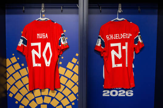 The kits of Antonio Nusa and Andreas Schjelderup of Norway