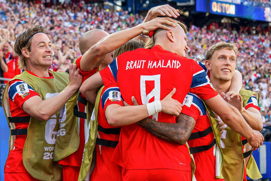 Erling Braut Haaland of Norway celebrates with Patrick
