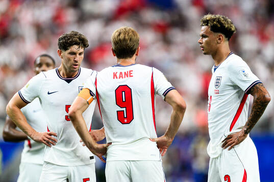 John Stones, Harry Kane and Nico Oreilly of England