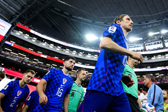 Josip Stanisic, Martin Baturina and Luka Modric of Croatia