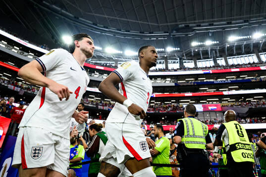 Declan Rice and Ezri Konsa of England
