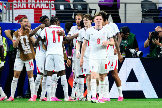 Marcus Rashford of England celebrates 4-2