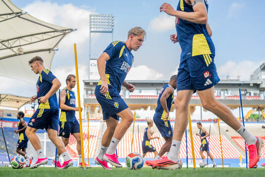 Herman Johansson of the Swedish national football team at a
