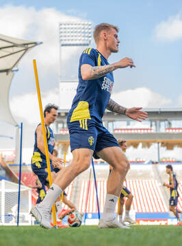 Eric Smith of the Swedish national football team at a