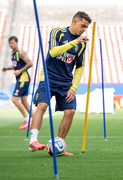 Yasin Ayari of the Swedish national football team at a
