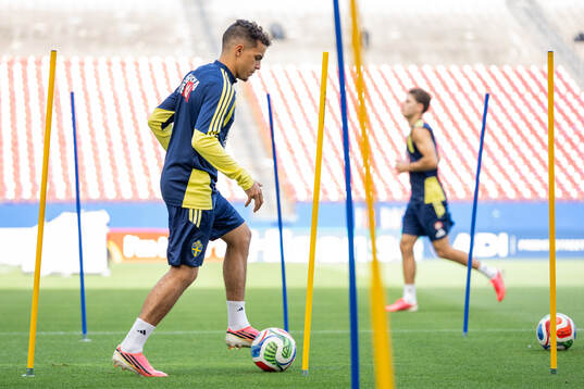 Yasin Ayari of the Swedish national football team at a