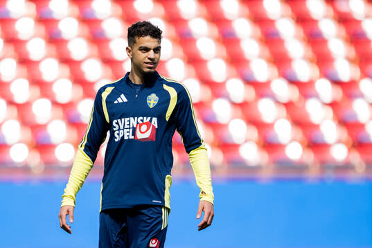 Yasin Ayari of the Swedish national football team at a