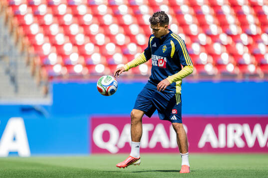 Yasin Ayari of the Swedish national football team at a