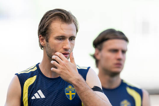 Benjamin Nygren of the Swedish national football team at a
