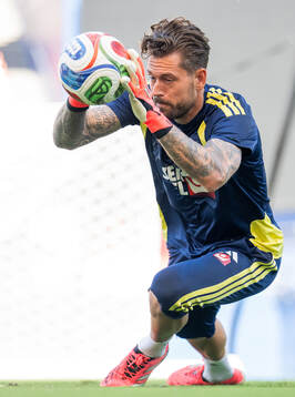 Goalkeeper Kristoffer Nordfeldt of the Swedish national