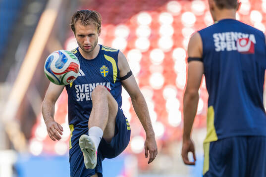 Benjamin Nygren of the Swedish national football team at a