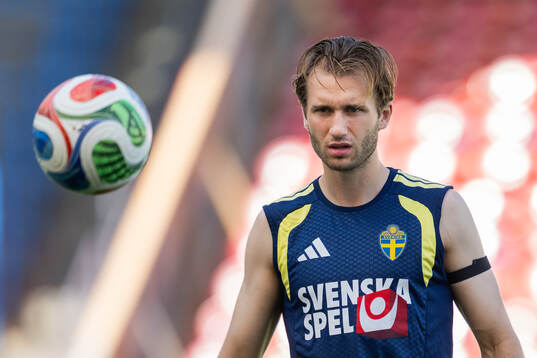 Benjamin Nygren of the Swedish national football team at a