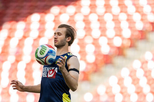 Benjamin Nygren of the Swedish national football team at a