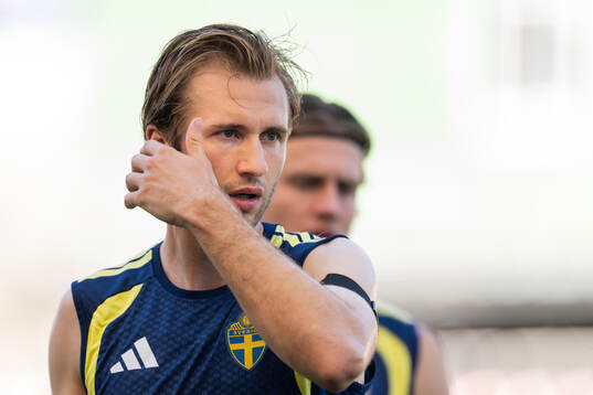 Benjamin Nygren of the Swedish national football team at a