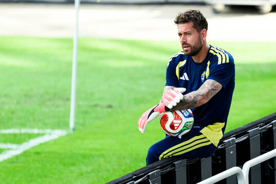 Goalkeeper Kristoffer Nordfeldt of the Swedish national